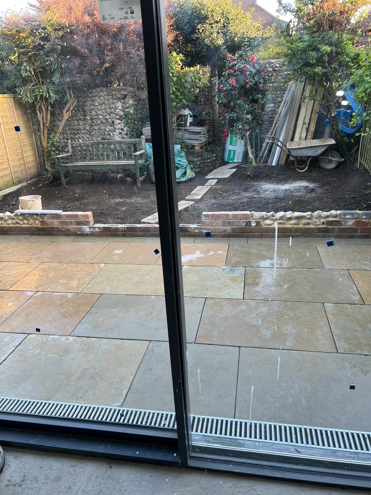 New paved patio and garden